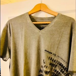 V-Neck Tee Shirt, XL #Faded look, Gray/Green #Mens #Cotton